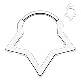 FLOGWE 16G 316L Septum Ring Surgical Steel Star Septum Piercing Jewelry, Nose Ring, Star Septum Clicker for Women Men, 9 mm Septum Piercing Jewelry, Daith Jewelry
