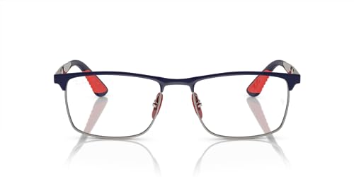 Ray-Ban Rx6516m Scuderia Ferrari Collection - Marcos rectangulares para gafas graduadas, Azul sobre plomizo/lente de demostración, 55 mm