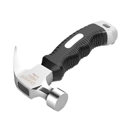 10.58 Oz Small Claw Hammer Forged Steel Stubby Tack Hammer with Shock-absorbing Black Rubber Handle for Driving and Pulling Out Nails (black)