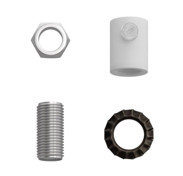 Metal Cylindrical Cap with Rod, Nut, and Washer - White by Creative Cables