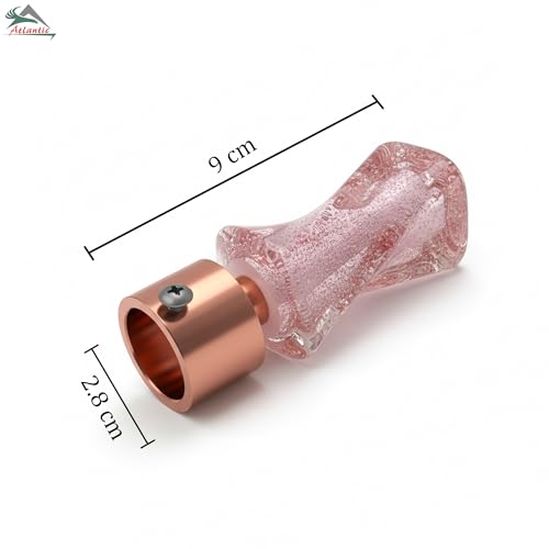 Image of Atlantic Curtain Rod Finials Set of 2, Decorative Textured Resin Finials with Rose Gold Finish for Standard Drapery Rods