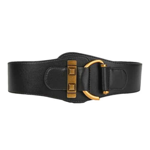 Pohullan Women Metal Buckle Patchwork Elastic Belts Harajuku High Street Waistband