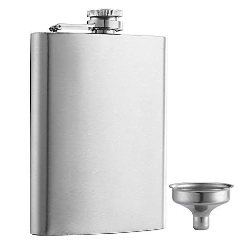 Image of Stainless Steel Hip Flask & Funnel - 10oz Leak Proof Liquor Flask for Men & Women, 295ml Engraved Alcohol Beverage Holder, Perfect for Whiskey, Wine (Hip Flask10 OZ with Funnel)