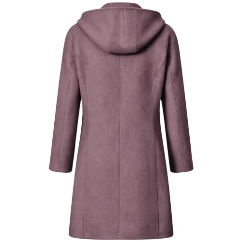 Winter Pea Coats for Women Hooded Single Breasted Long Trench Coat - image 5