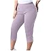 Sinzelimin Womens Plus Size Yoga Capri Leggings Fashion Solid Color Elastic Waist Stretchy Comfy Slim Fit Cropped Sweatpants Pink 4X-Large