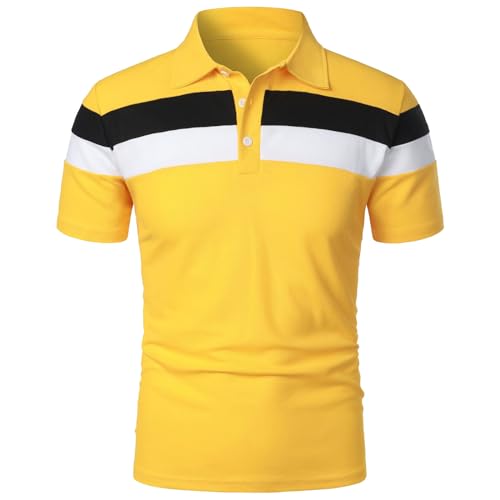 Polo d'été à manches courtes pour homme avec col Henley élégant et bordure contrastée