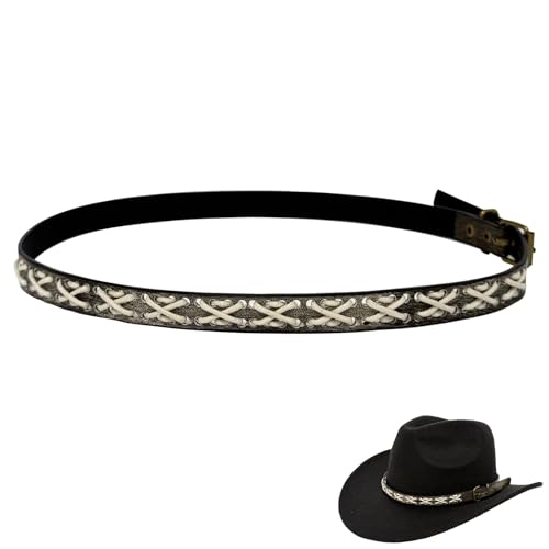 Image of Cowboy Hat Bands for Men Women, Leather Hatbands Belt for Cowboy /Western /Fedora /Cowgirl Hats