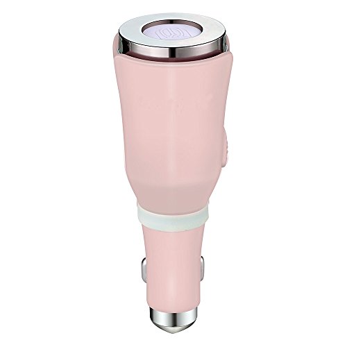 Covered Bliss Car Air Freshner Humidifier Essential Oil Aromatherapy Diffusers Cool Mist Fragrance With Emegency Window Breaker USB Car Charger for Mobile Phone (Pink)