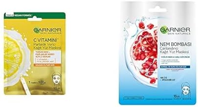 Garnier C Vitamini Parlaklık Verici Kağıt Yüz Maskesi + Garnier Nem Bombası Canlandırıcı Kağıt Maske