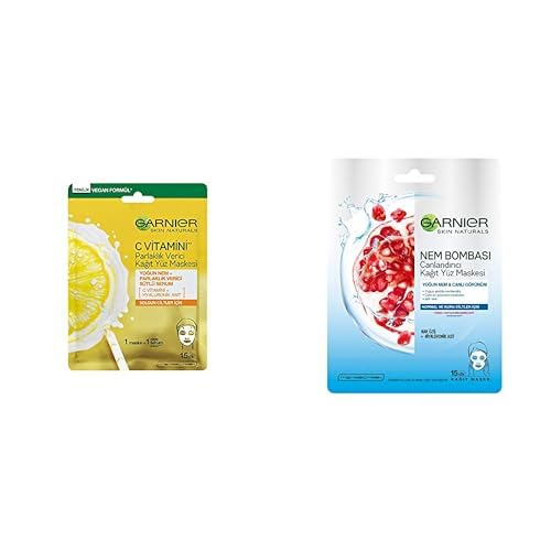 Garnier C Vitamini Parlaklık Verici Kağıt Yüz Maskesi + Garnier Nem Bombası Canlandırıcı Kağıt Maske