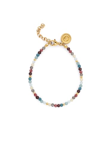SINGULARU - Pulsera Altea Bruma. Acero con Baño en Oro de 18 Kt y Piedra Natural. Joyas Para Mujer.