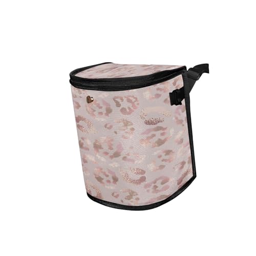 Image of senya Car Trash Can Car Garbage Can Car Waste Basket,Leopard Print Cheetah Rose Gold Leak-Proof Car Trash Bin, Car Trash Hanging Car Accessories Interior Car Organizer Bag