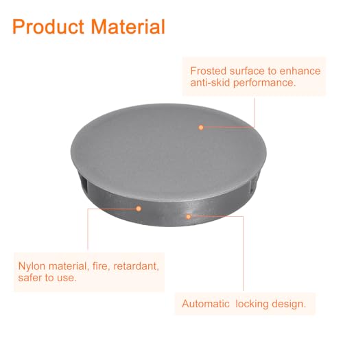 Image of uxcell 50mm /1.97 inch Plastic Hole Plugs, 6Pcs Flush Type Panel Round Snap in Fastener Knockout Locking Plugs for Furniture Insert End Caps Panels, Grey
