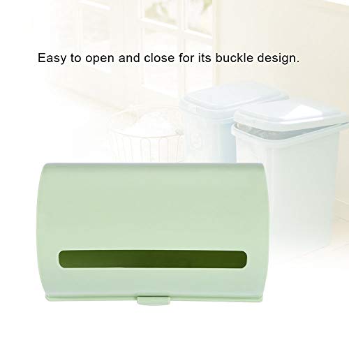 Image of Qiilu Trash Bag Storage Box Back Adhesive Wall Mount Trash Garbage Plastic Bag Storage Box Organizer Blue (Green)