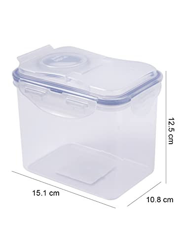 Image of LocknLock Classic Rectangular Plastic Airtight Food Storage Container With Leak Proof Flip Lid, 1 Liter, 1 Piece, Transparent
