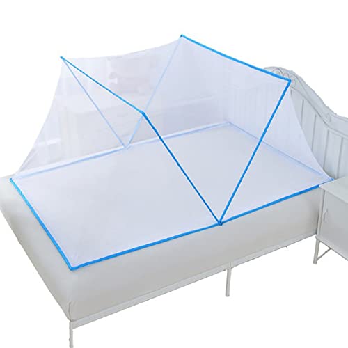 Moustiquaire de lit coupe-vent avec rideaux en filet bleu
