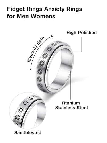 4PCS Silver Plated Rings Set for Women, Fashionable Stackable Stainless Steel Spinner Rings Set, Non Tarnish Jewelry Ideal for Wedding or Everyday Wear3