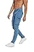 Men's Ripped Slim Skinny Fit Jeans with Pockets Stretch Fashion Comfort Flex Waist Cargo Denim Pants Blue 34