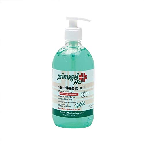 Primagel Plus 500ML Gel Mani Igienizzante Senza Risciaquo - Tappo dosatore - Presidio Medico Chirurgico
