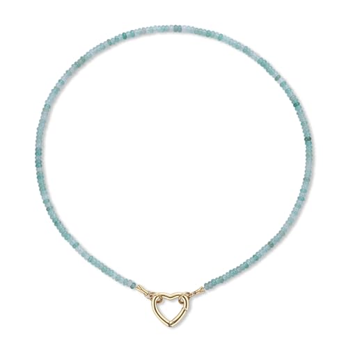 GAVU Collar para Mujer de Aventurina Verde con Colgante Corazón Porta Anillos, Collar Porta Anillo de Verano para Mujer