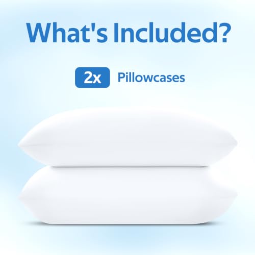 Image of Ice Fabric Cooling Pillowcases 2 Pack, Q-Max>0.5 Coolmax Pillow Cases with Envelope Closure, Silky Soft and Breathable Pillow Covers for Hot Sleepers, Fits King Size Pillows (20x36 Inches), White