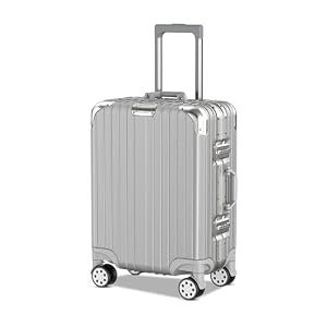 Voyagoux Handbagage Koffer - 42L, 54x38,5x24 cm, Kleine Koffer, TSA-slot, Aluminium Cabin Baggage, Reiskoffer met Wieltjes, 4x Air Wheel-Systeemwieltjes, Robuuste en Lichtgewicht, Zilver