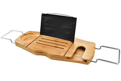 Luksusowy Bambusowy Stolik Do Wanny, Rozkładana Półka Do Wanny Z Uchwytami Antypoślizgowymi, Zawiera Uchwyt Na Kieliszki Do Wina, Wodoodporny Stojak Do Czytania Na Tablet Lub Ipada