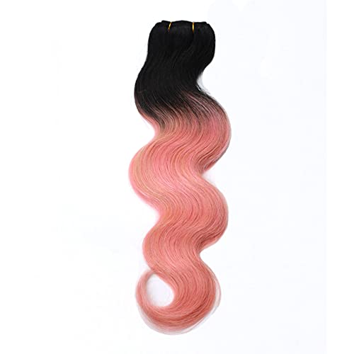 Extensions cheveux humains péruviens ondulés ombré rose T1b 40-50cm