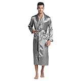 Satin WSJF Robe Morgenmantel Nachthemd Nachtwäsche Nachtwäsche Herren aus Seide und Satin Bademantel, Lange Robe Pyjamas Men Cozy Nightgown Modern Style Nachtwäsche Kimono Morgenmantel Geburtstags-Geschenk