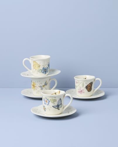 Image of Lenox 897806 Butterfly Meadow Espresso Cup & Saucer, Set Of 4, Service For 4