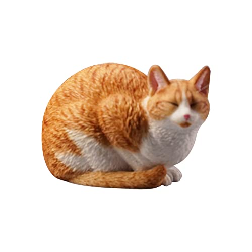 Estatua de Gato Duradero en Resina Naranja para Escritorio miniatura 2