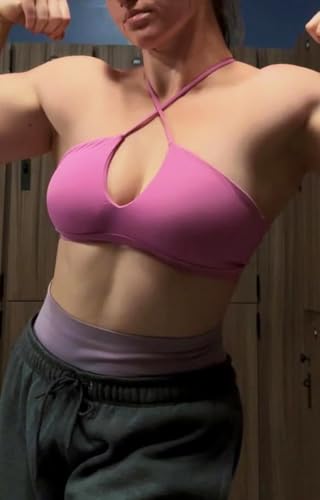 Image of Aoxjox Women's Workout Sports Bras Jamie Deep V Fitness Training Gym Bra Yoga Crop Tank