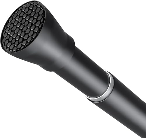 Shower Curtain Rod Black Tension Rod 45 to 77 Inch Spring Curtain Rod Shower rod Non Slip shower curtain rod 1pcs for Windows No Drilling Adjustable Tension Rods of Curtain Window Closet Kitchen