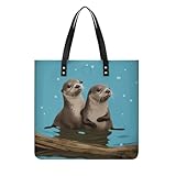 Bolso de mano de piel impermeable, dos perezosos de agua, bolsas de viaje grandes para mujer