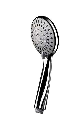 Croydex Nero Chrome Shower Head with Five Spray Patterns - Chrome Plated ABS with Rub Clean Nozzles, Suitable for Low Pressure Systems, Large Shower Head