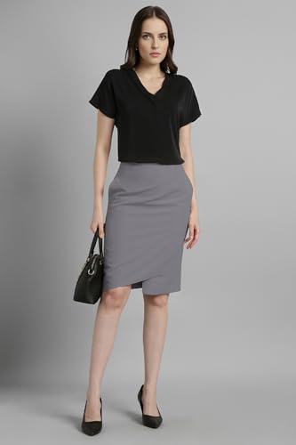 Image of Van Heusen Women's Polyester Regular Fit Half Sleeve V Neck Formal Top
