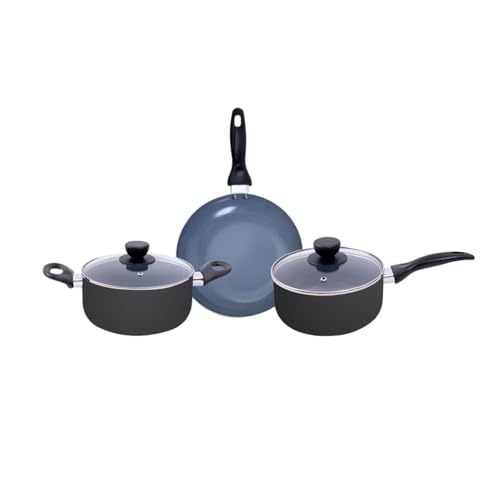 jogo de panelas 3 pçs antiaderentes de cerâmica e alumínio - oikos