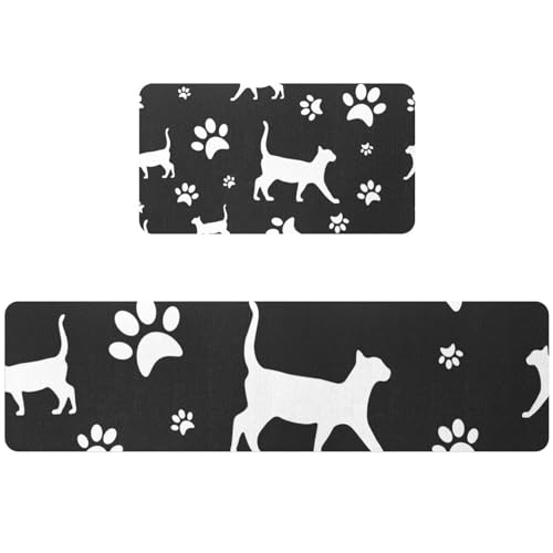 Tapete de cocina de gato blanco con huellas para llenar de alegría tus espacios 2