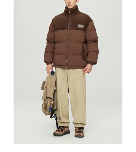 Parka hiver velours côtelé homme et couple style patchwork lâche - 2