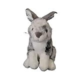 lapin rex tricolore Adorable et réaliste : cette adorable peluche de lapin tacheté présente un pelage tacheté réaliste, des oreilles dressées et une expression charmante, capturant la nature douce et douce d'un vrai lapin Rex.