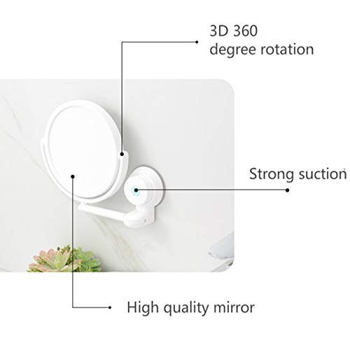 Tiamu Modern Drill-Free Bathroom Mirror 2 Side Makeup Vanity Shave Mirrors Wall Suction Folding rm Extend Round Bath ccessories