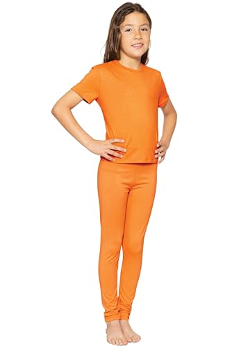 Image of STRETCH IS COMFORT Girls 2 Piece Hoodie Short Sleeve Long Sleeve Crew Neck Top and Leggings Set Kids Thermals Underwear Set