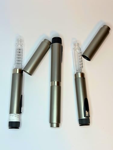 Set of 3 V2 Personal Reusable Pen Injectors - 60 Unit with Hole 3 Matte Titamium Gray - GXZ Health