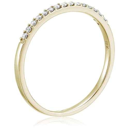 1/8 cttw Petite Round Diamond Wedding Band for Women 10K Yellow Gold Prong Set3