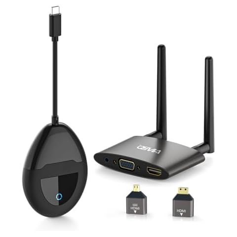 Wireless HDMI Transmitter and Receiver 4K, USB C & HDMI Dual Transmit Ports, HDMI & VGA Dual Screens, 2.4/5G Streaming Smooth Video/Audio Extender 165FT/50M for Mac, Cable Box,Phone, Laptop,Blu-ray Cover