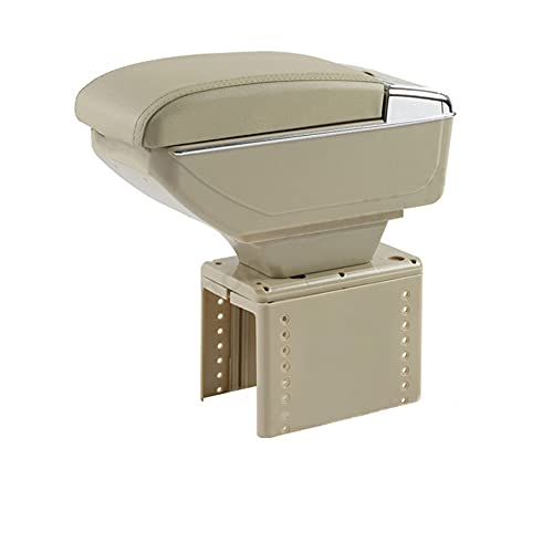 AutoSunShine Accoudoir de voiture universel en cuir avec porte-gobelet, console centrale (beige avec fil beige) Cover