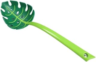 creative green leaf strainer spoon for noodles - large long handle kitchen tool for dumplings and hot pot - odor-free home cooking utensil