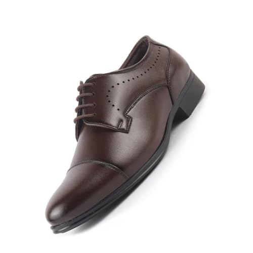 Image of FAUSTO Men Formal Classic Office Lace Up Derby College Shoes | Evening Party, Event, Wedding Tuxedo Oxford Shoe | Memory Cushioned Insole