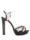  06 Milano Damen-Sandalen mit hohem Absatz und Plateau – Farbe: Schwarz, Schwarz - 1938 Snake S Black Pink - Größe: 38 EU