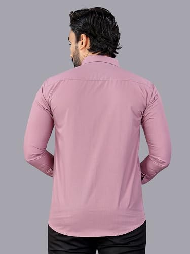 Image of MILDIN Men's Pure Cotton Striped Printed Shirt with Spread Collared Neck Full Sleeve Curved Hemline Button Closure and Regular Fit | Shirt for Man